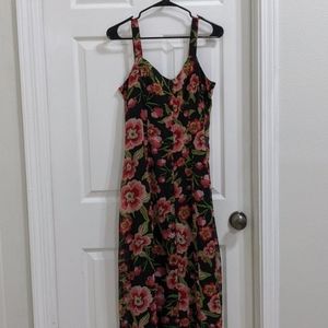 Retro flower print maxi dress